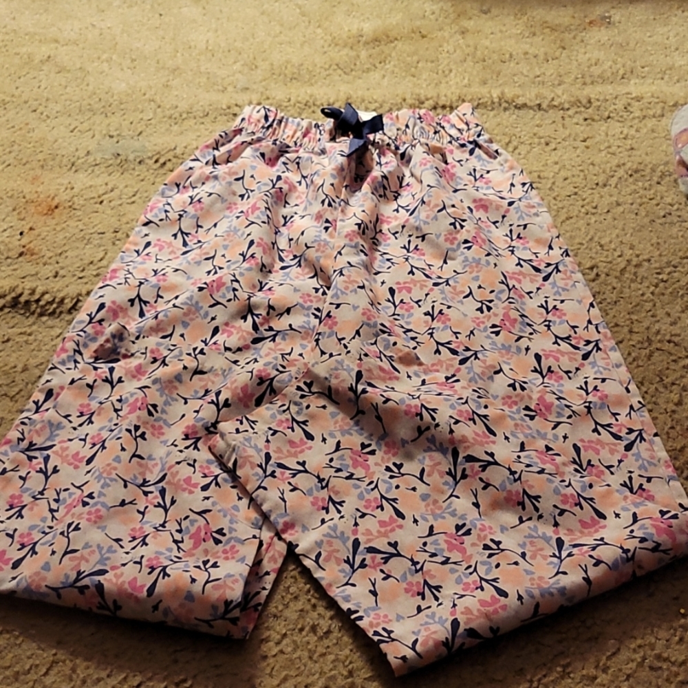 Pink flowery pajama bottoms